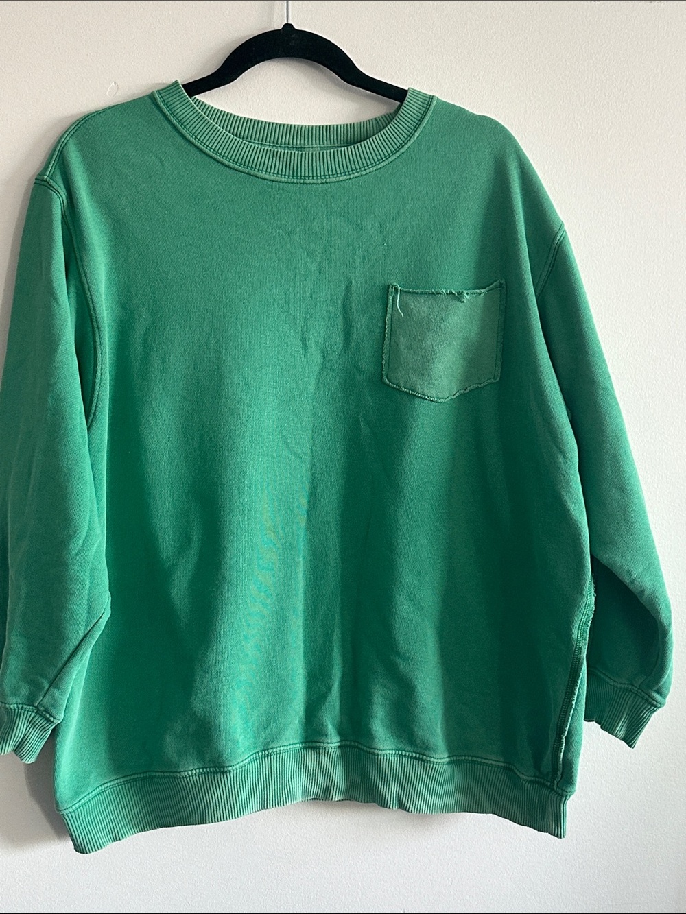 Aerie Medium Green Crewneck Pocket Sweater